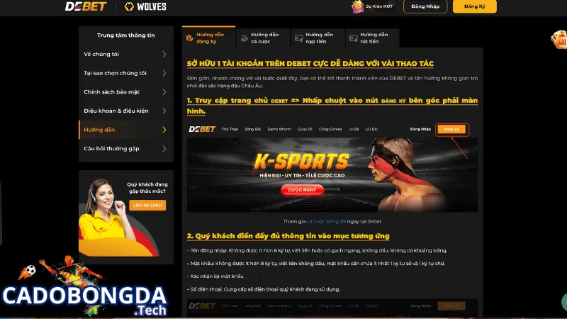 Điều kiện đăng ký nhà cái DEBET