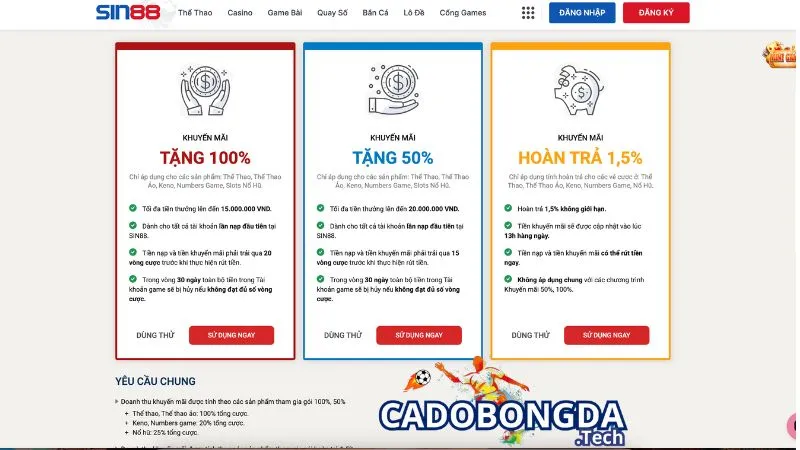 Tổng hợp các khuyến mãi Sin88 giá trị Tổng hợp các khuyến mãi Sin88 giá trị