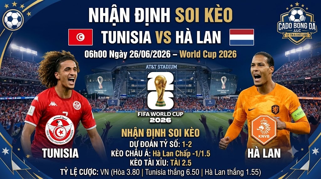 Nhận Định Soi Kèo Tunisia vs Hà Lan 06h00 Ngày 26/06/2026 – World Cup 2026