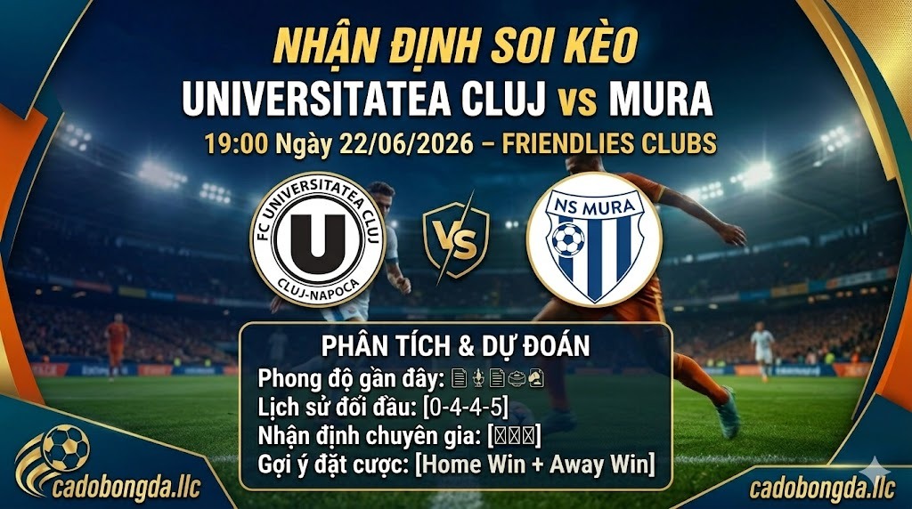 Nhận định soi kèo Universitatea Cluj vs Mura 19h 00 ngày 22/06/2026 – Friendlies Clubs