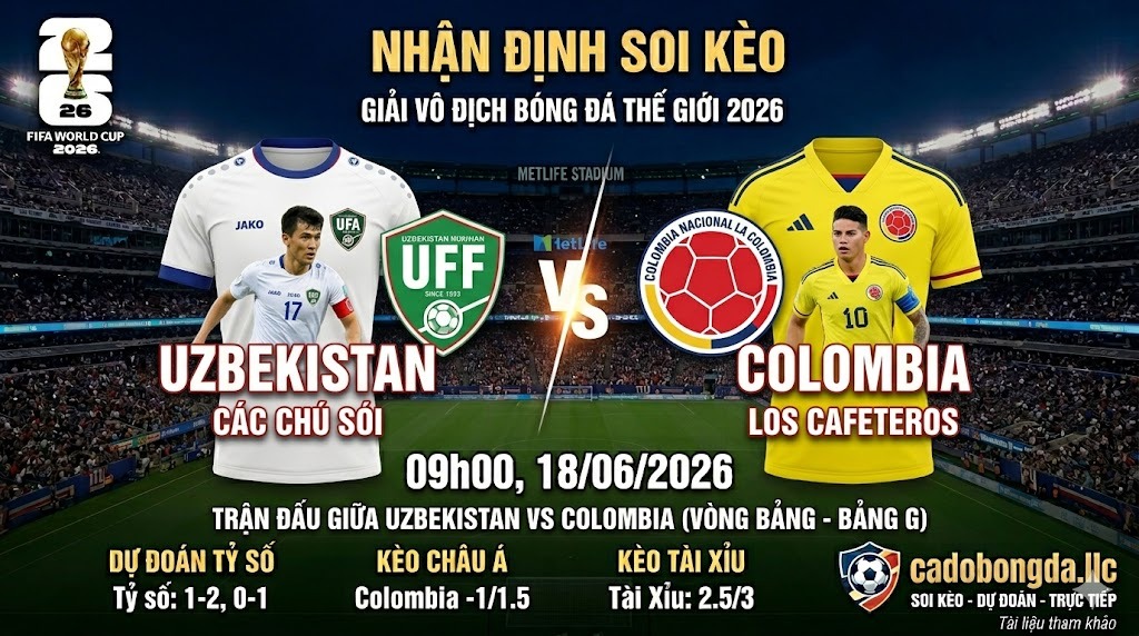 Nhận định soi kèo Uzbekistan vs Colombia 09h00 ngày 18/06/2026